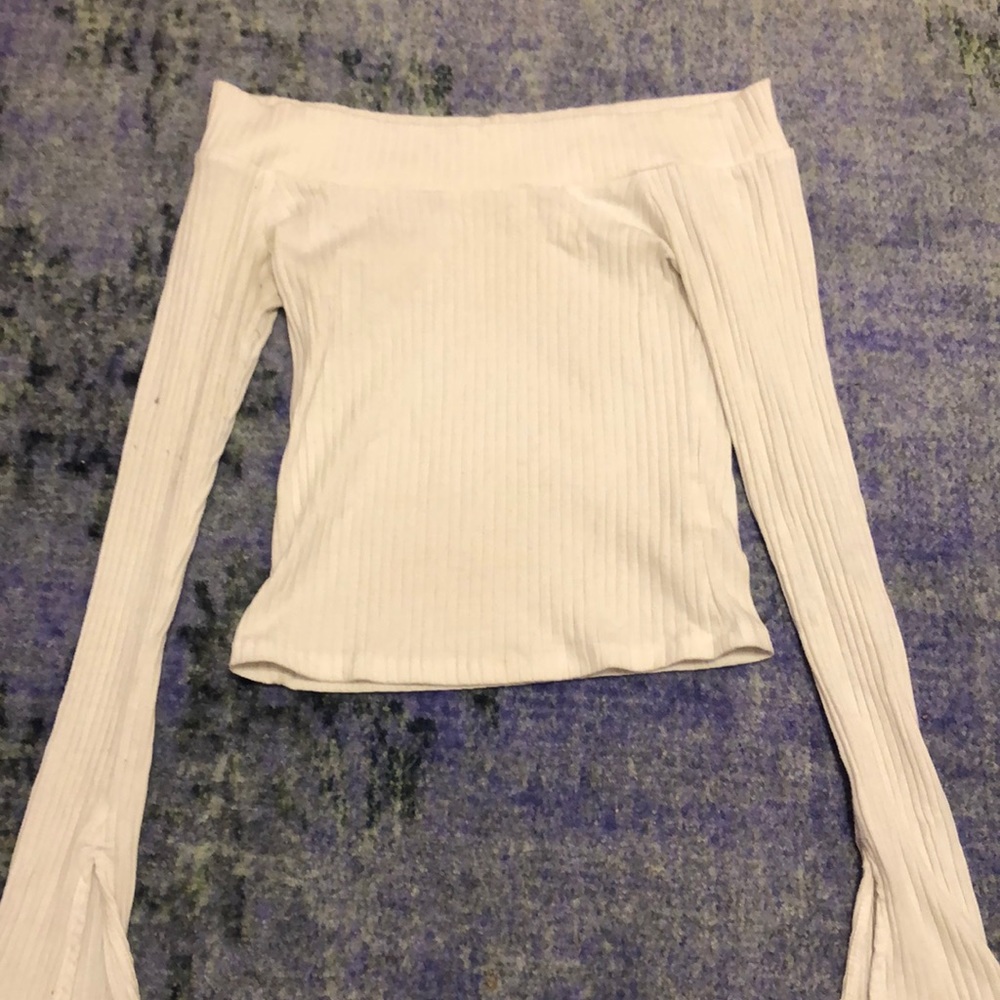 Silence + noise ribbed off-the-shoulder top